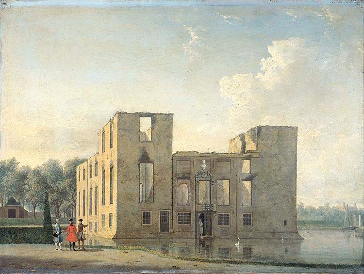 Jan ten Compe Berckenrode Castle in Heemstede after the fire of 4-5 May 1747: rear view. oil painting image